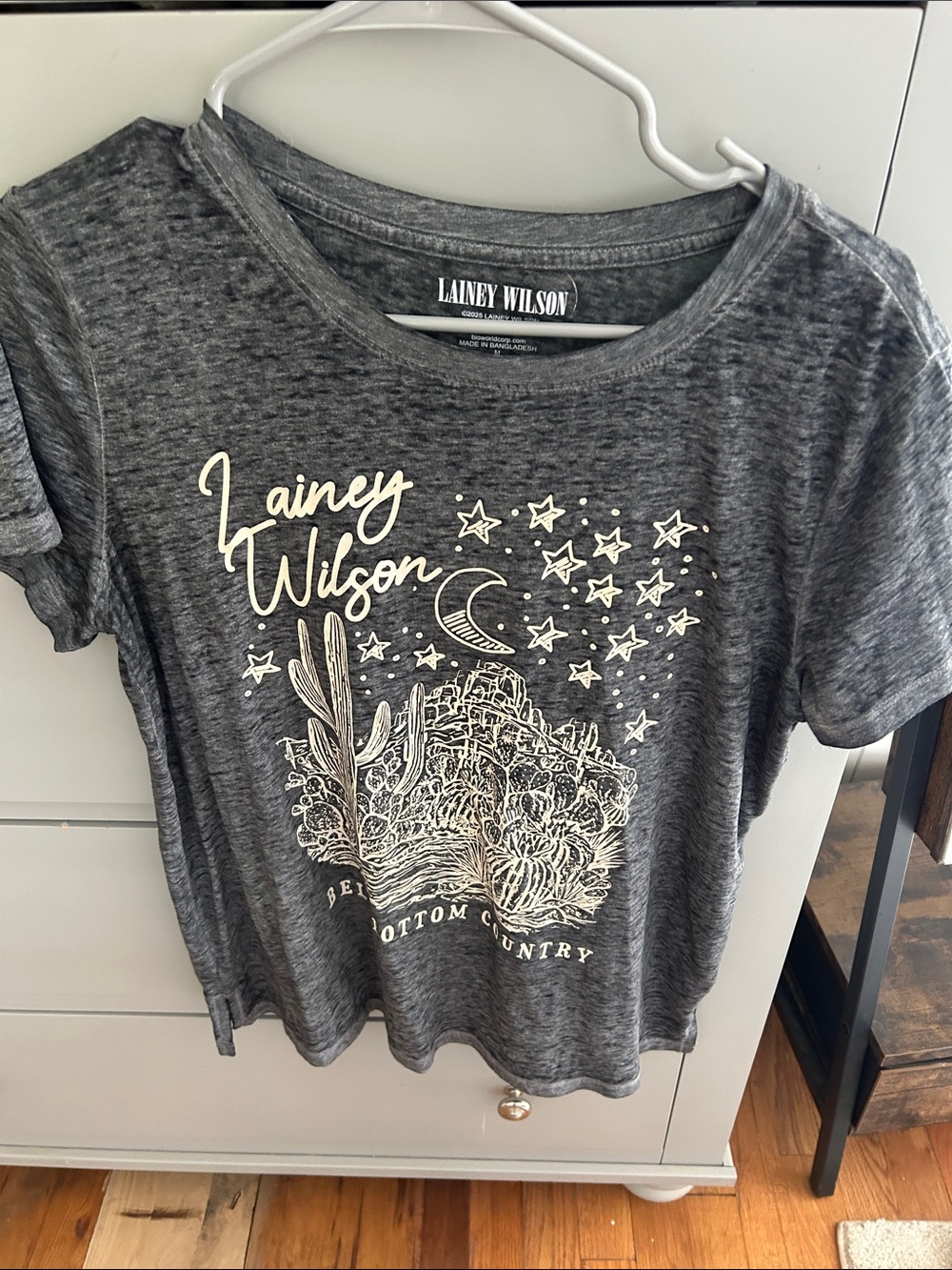 Lainey Wilson Women's Gray Short Sleeve Graphic Tee - Desert Night Print